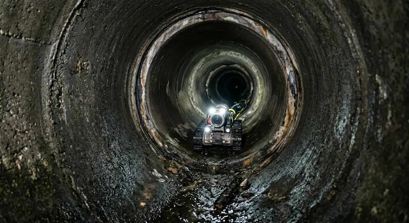 Robotic sewer camera inspecting pipe interior for Drain Snake Service in Glenmont